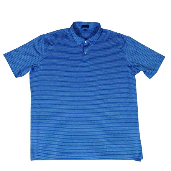Peter Millar Crown Crafted Blue Striped Golf Performance Polo Shirt XXL - Picture 2 of 7